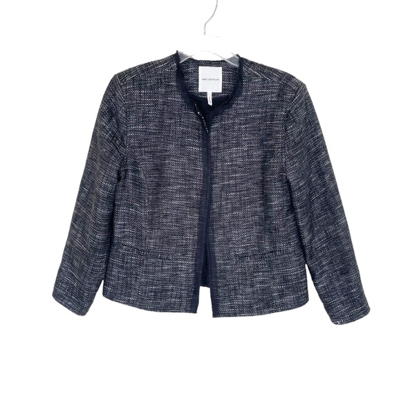 Avec Les Filles Tweed Blazer Jacket Open Front Raw Edge - Picture 1 of 9